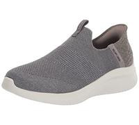 Skechers Women's Ultra Flex 3.0 Smooth Step Sneaker, Grey Knit Jersey Trim, 2 UK