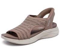 Skechers Women's Slip-in Sandal Ultra Flex 3.0 Sun Warmth, Mocha, Vegan, Machine Washable – UK 3.5