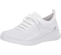 Skechers Women's Ultra Flex Salutations Sneaker, White Silver, 2 UK