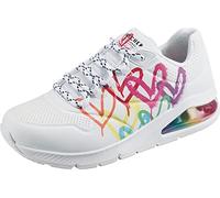 Skechers Women's Sneakers Uno 2 Floating Love, White Duraleather, Multicolor Heart Print, UK 3