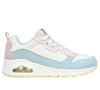 Skechers Women's UNO - 2 Much Fun Sneaker in Light Blue/Pink, Size 7 | Leather/Synthetic/Textile