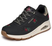 Skechers Women's UNO - Champagne & Roses Wedge in Black/Red, Size 5 | Synthetic/Textile