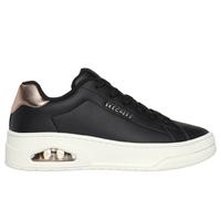 Skechers Women's UNO Court - Courted Air Sneaker in Black, Size 6.5 | Leather/Synthetic/Textile