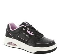 Skechers Women's Uno Court Courted Style Sneaker, Black Leather/Pink Duraleather Trim, 5 UK