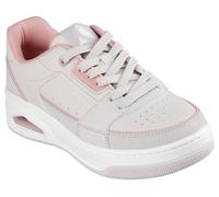 Skechers Women's Uno Court Courted Style Sneaker, Natural Leather/Coral Duraleather Trim, 3 UK