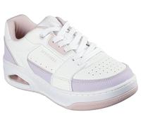 Skechers Women's Uno Court Courted Style Sneaker, White Leather/Duraleather Lavender Pink Trim, 8 UK