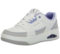 Skechers Women's UNO Court, White Leather/Lav Duraleather Trim, 7 UK
