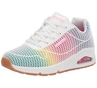 Skechers Women's Uno Eye Catching Sneaker, White KPU Hot Melt/Multi Colored Jersey Trim, 5 UK