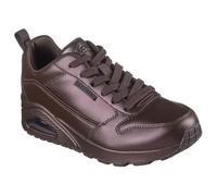 Skechers Lace-Up Sneaker Uno Galactic Gal – Metallic Leather, Brown, Women's Size 6
