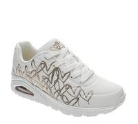 Skechers Women's UNO Golden Heart Sneaker, White, 7 UK