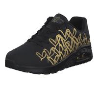 Skechers Women's Uno Golden Heart Sneaker, Black Durabuck/Gold Mylar Embroidery, 4 UK