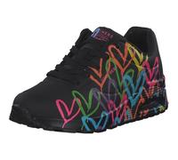 Skechers Women's UNO Highlight Love Sneaker, Black and Multi Heart Print Duraleather/Bla, 4.5 UK