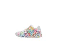Skechers Women's UNO Highlight Love Sneaker, White and Multi Heart Print Duraleather/WHI, 5.5 UK