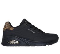Skechers Women's Uno Jungle Nite Sneaker, Black Durabuck/Leopard Printed Suede/Mesh T, 8 UK