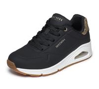 Skechers Women's Uno Jungle Nite Trainers, Black Durabuck/Leopard Printed Suede/Mesh Tr, 5 UK