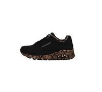 Skechers Women's Uno Love Sneaker, Black Durabuck/Rose Gold Trim, 4 UK
