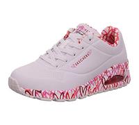 Skechers Women's Uno Loving Love Sneaker, White Durabuck/Red&Pink Mesh Trim, 3.5 UK