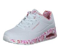 Skechers Women's Uno Loving Love Sneaker, White Durabuck Red Pink Mesh Trim, 4 UK