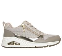 Skechers Women's UNO - Metallic Sliders Sneaker in Taupe, Size 8 | Synthetic/Metal/Textile