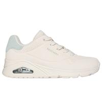 Skechers Women's UNO - Pop Back Sneaker in Natural/Green, Size 5 | Synthetic/Leather/Textile