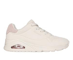 Skechers Women's UNO - Pop Back Sneaker in Natural/Light Pink, Size 5 | Synthetic/Leather/Textile