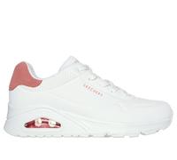 Skechers Women's UNO - Pop Back Sneaker in White/Coral, Size 6.5 | Synthetic/Leather/Textile