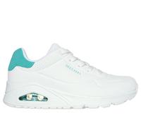Skechers Women's UNO - Pop Back Sneaker in White/Mint, Size 7 | Synthetic/Leather/Textile