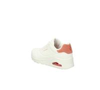 Skechers Women's Uno Pop Back Sneaker, White Durabuck/Coral Suede Trim, 6.5 UK