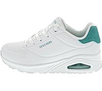 Skechers Women's Uno Pop Back, White Durabuck/Mint Suede Trim, 4.5 UK