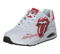 Skechers Uno X The Rolling Stones Womens Trainers Memory Foam White Red - 177965