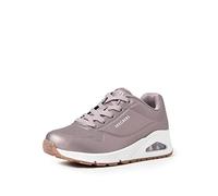 Skechers Women's Uno- Rose Bold Trainers, Silver Pewter Duraleather Pew, 4 UK
