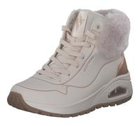 Skechers Women's Uno Rugged Fall Shimmer Ankle Boot, Natural Durabuck/Gold Metallic/Faux Fur, 3 UK