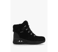 Skechers Women's Uno Rugged Moonlight Ridge Fashion Boot, Black Suede/Duraleather/Faux Fur, 6 UK