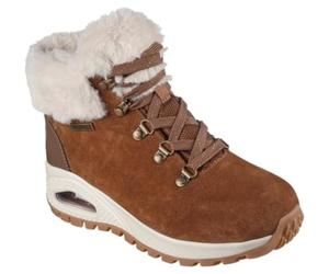 Skechers Women's Uno Rugged Moonlight Ridge Sneaker, Chestnut Suede/Duraleather/Faux Fur, 5.5 UK