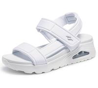 Skechers Ladies Uno Summer Stand2 119813 Air Bubble Wedge White Summer Sandals