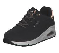 Skechers Women's Uno - Shimmer Away Sneaker, Black Durabuck Rose Gold Duraleather Trim, 5 UK