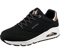 Skechers Women's Uno-Shimmer Away Sneaker, Black Durabuck/Rose Gold Duraleather Trim, 7 UK