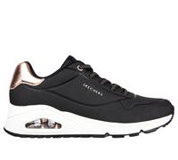 Skechers Women's UNO - Shimmer Away Sneaker in Black, Size 8 | Synthetic/Textile