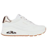 Skechers Wide Fit Uno Shimmer Away Trainer - White, White, Size 7, Women White
