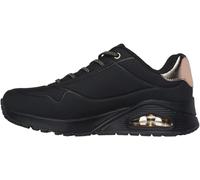 Skechers Women's Uno Shimmer Away Trainers, Black Durabuck, Rose Gold Duraleather/Mesh Tr, 2.5 UK