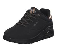 Skechers Women's Uno Shimmer Away Trainers, Black Durabuck, Rose Gold Duraleather/Mesh Tr, 8 UK