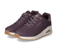 Skechers Women's Uno Shimmer Away Trainers, Dark Purple Durabuck/Rosegold Duraleather/M, 2 UK