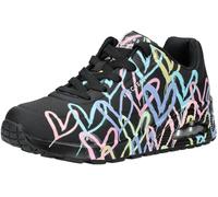 Skechers Women's Uno Spread The Love Sneaker, Black Purple Turquoise Durabuck/Black Mesh, 6 UK