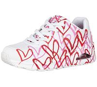 Skechers Women's Uno-Spread The Love Sneakers, White W Red and Pink Heart Print Durabuck M, 3.5 UK