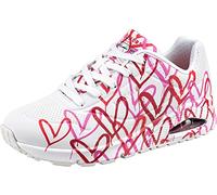 Skechers Women's UNO Spread The Love Sneaker, White W Red and Pink Heart Print Durabuck M, 5.5 UK