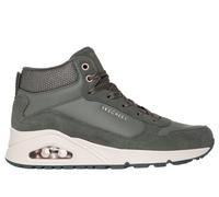 Skechers Women's UNO - Stacre Shine Sneaker in Olive, Size 5 | Leather/Synthetic/Textile