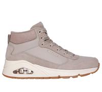 Skechers Women's UNO - Stacre Shine Sneaker in Taupe, Size 7 | Leather/Synthetic/Textile