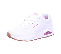 Skechers Women's Uno Stand on Air Sneaker, White Pu H Pink Trim, 11 UK Child