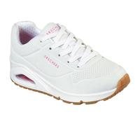 Skechers Women's Uno Stand on Air Sneaker, White Pu H Pink Trim, 3.5 UK