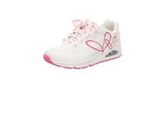Skechers Women's UNO Twin Hearts Sneaker, White, 4 UK